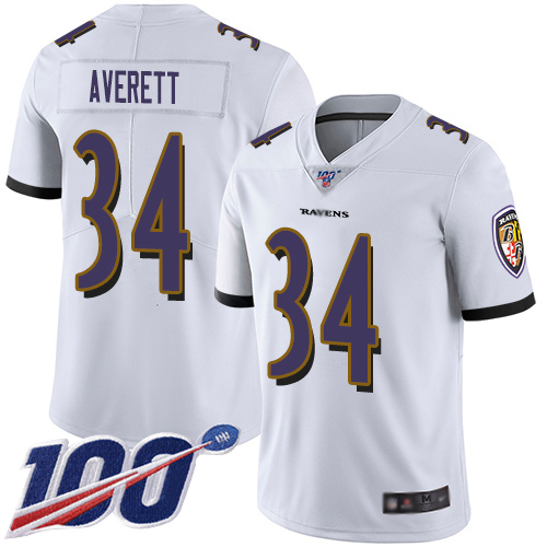 Baltimore Ravens Limited White Men Anthony Averett Road Jersey NFL Football #34 100th Season Vapor Untouchable->youth nfl jersey->Youth Jersey